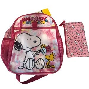 INTIMO Peanuts Snoopy & Woodstock Mini Backpack 12” + Pencil Pouch